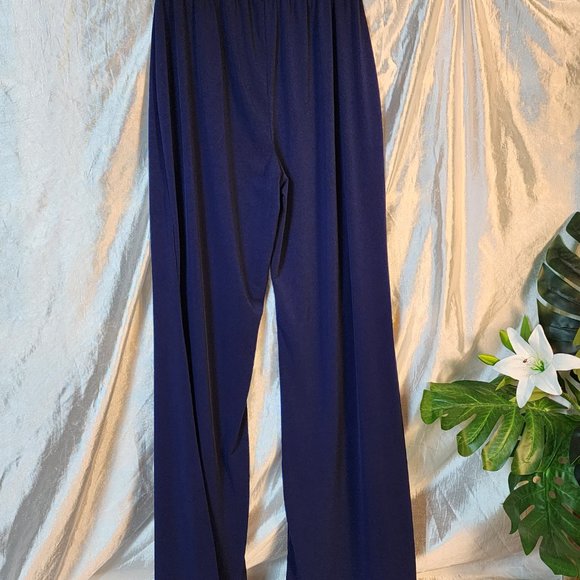 Women's Collection's Etc. Size Large Navy Wide Leg Elastic Waist Pull-on Pants - Picture 2 of 11